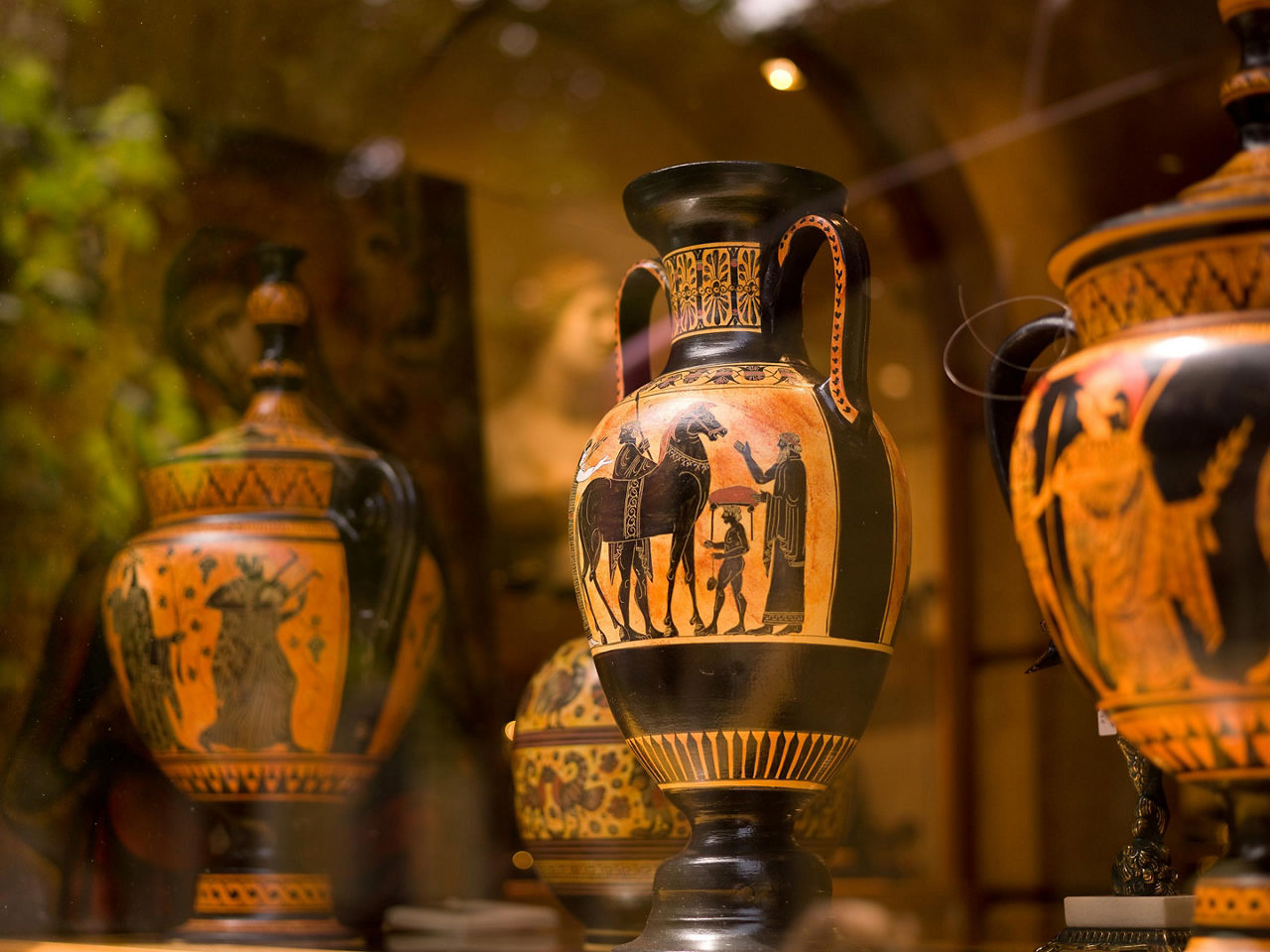 Various decorative Greek vases