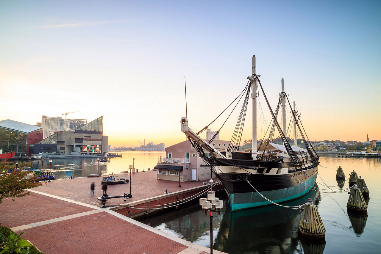 Sail ship docked at Inner Harbor, Baltimore, Maryland