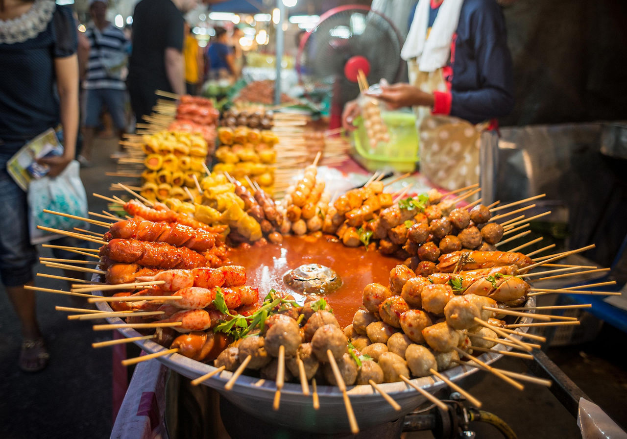 Bangkok, Thailand Fried Food Sticks Thai Cuisine