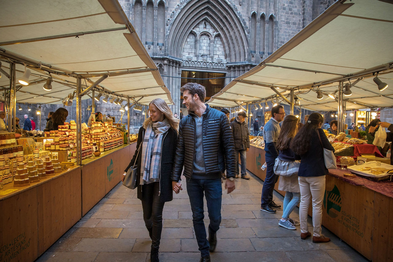 Couple Strolling Through the Fresh Local Market