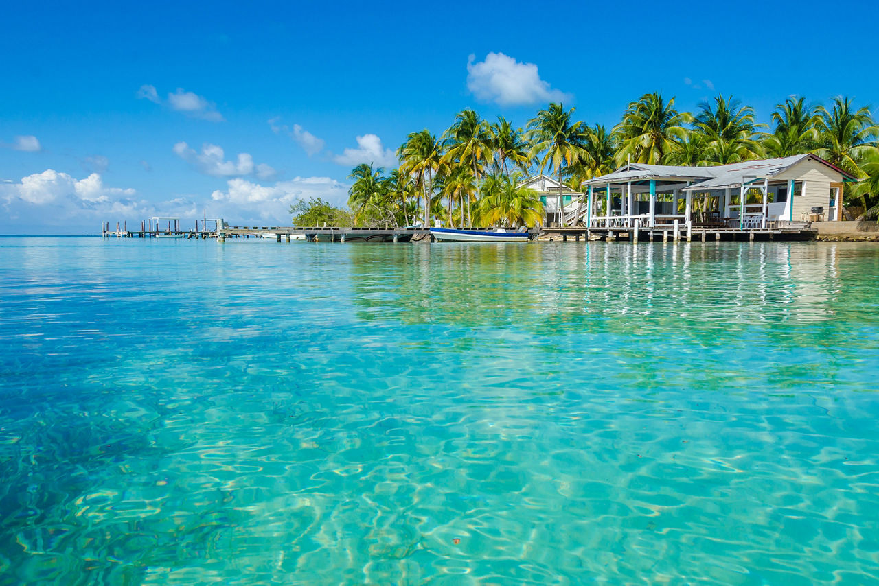 View of the small tropical island of Belize Cayes. Belize