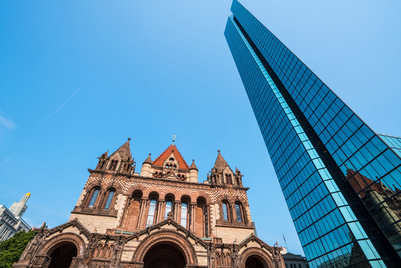 New England Boston Trinity Church and John Hancock Building, Boston, Massachusetts 