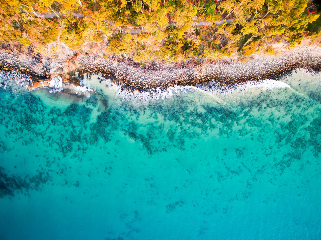 Aerial view of the Sunshine coast in Australia