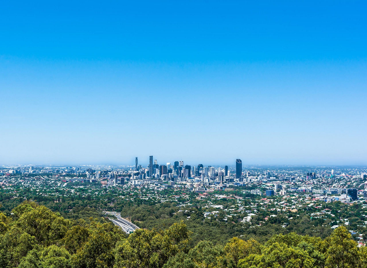 A panoramic view from Mount Coot-Tha lookout in Australia