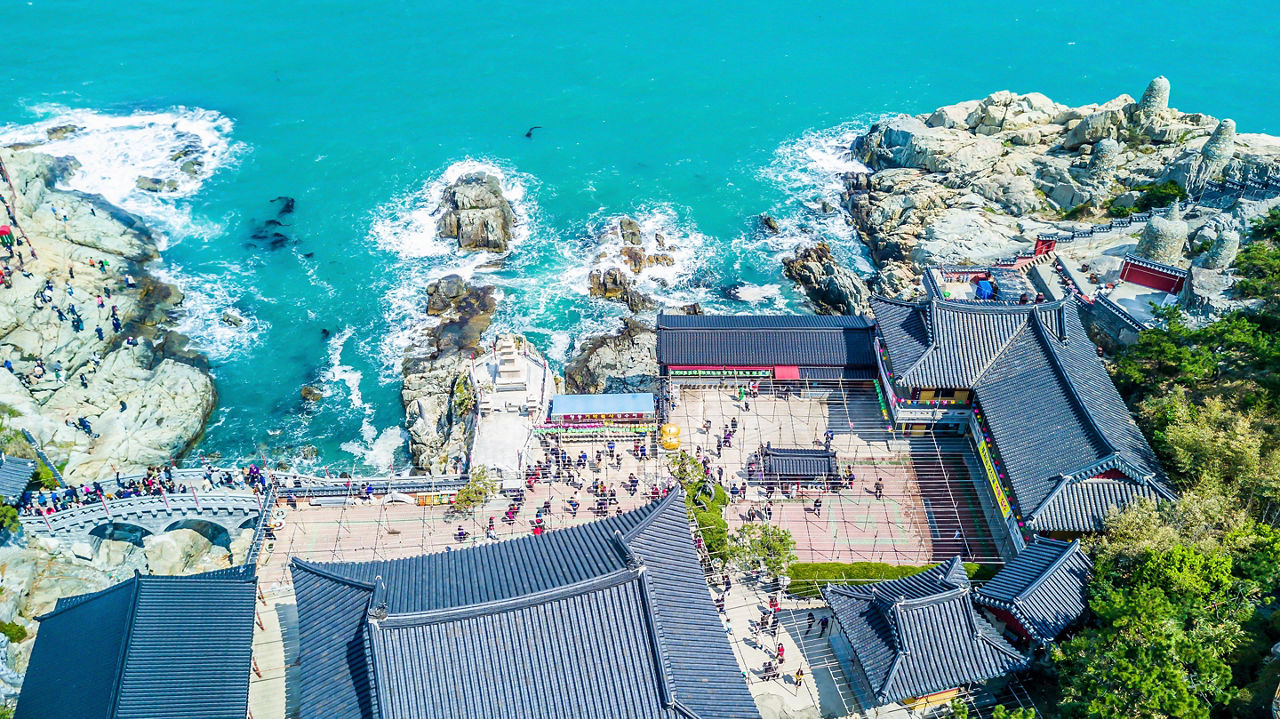 Busan, South Korea Aerial Temple