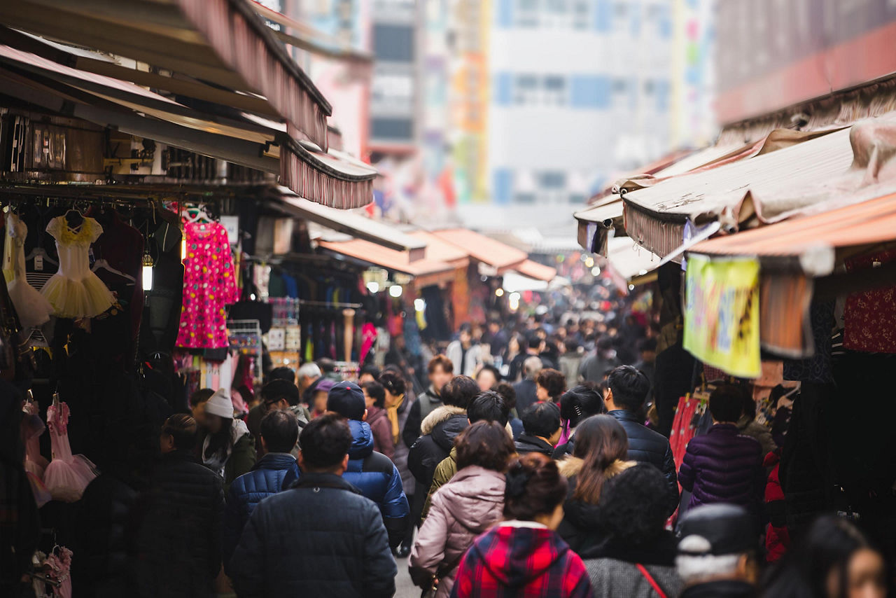 Shopping in traditional markets in Busan, South Korea