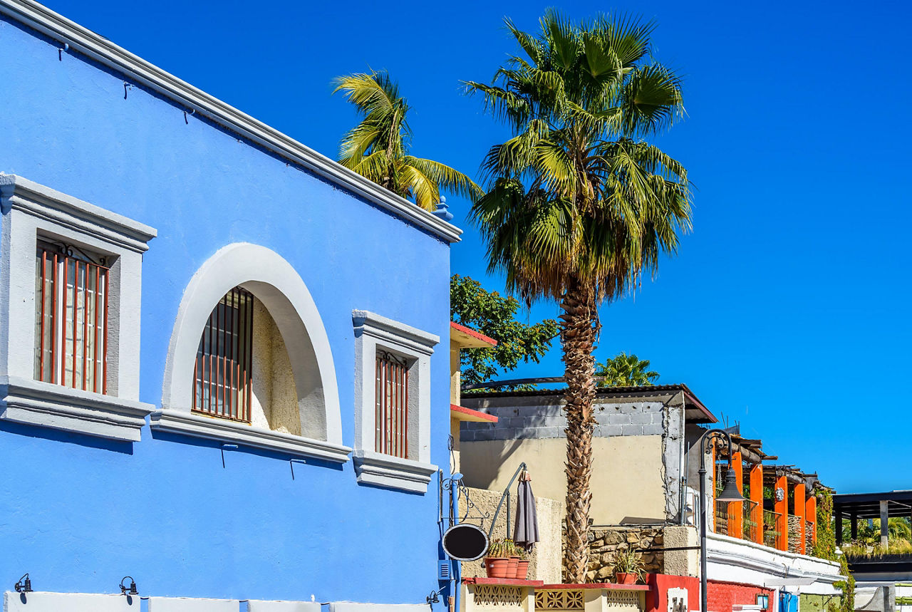 Colorful houses in Cabo San Lucas, Mexico