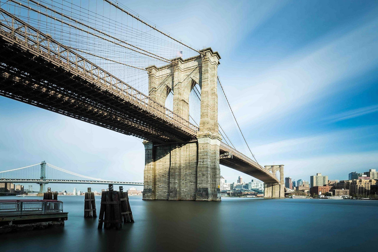 Ground angle of Brooklyn Bridge, Cape Liberty, New Jersey