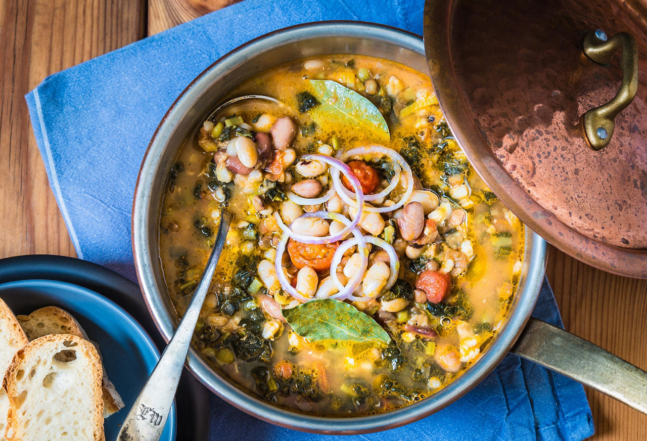 A bowl of vegetable soup