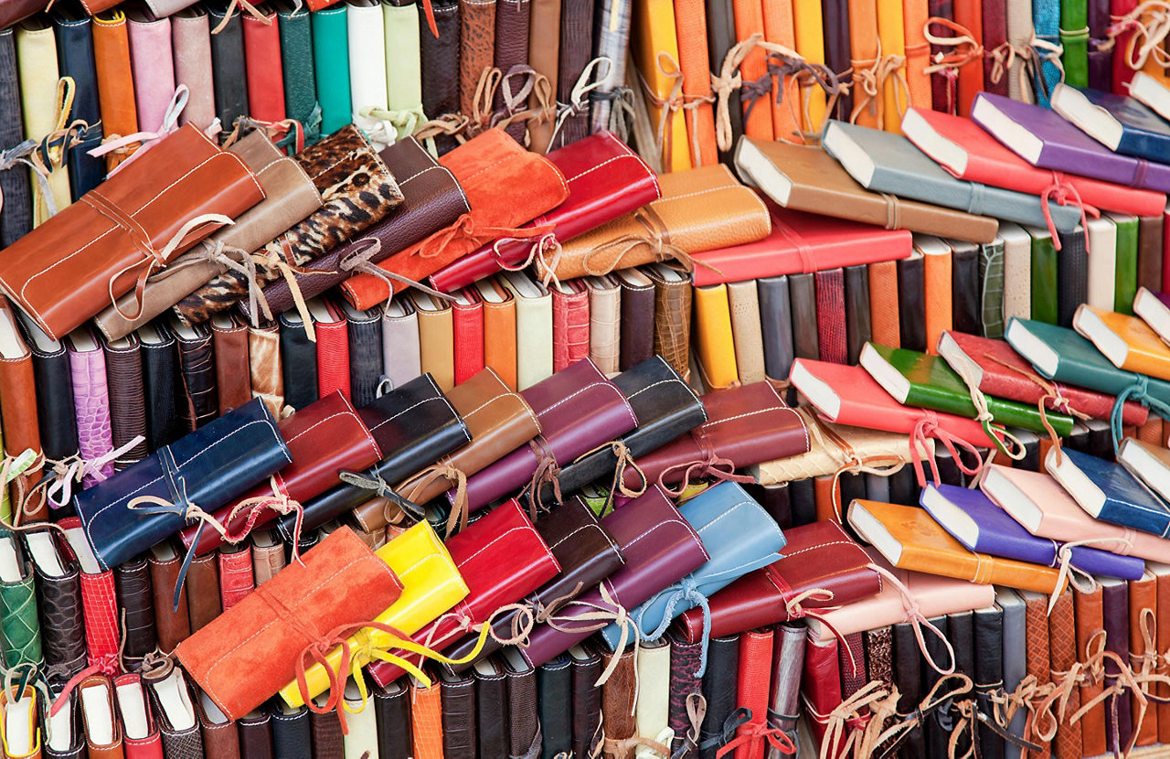 Leather diaries for sale in Florence, Italy