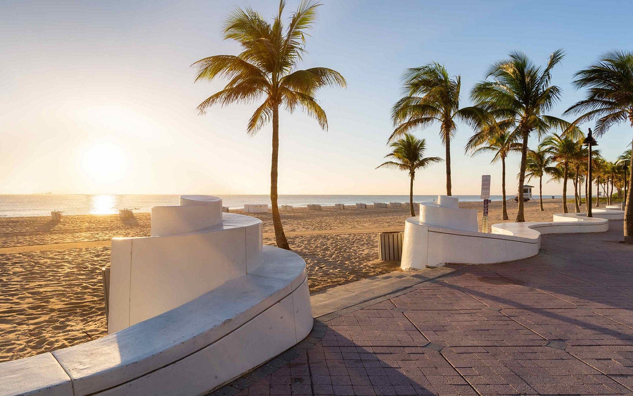 Promenade at a beach in Fort Lauderdale, Florida