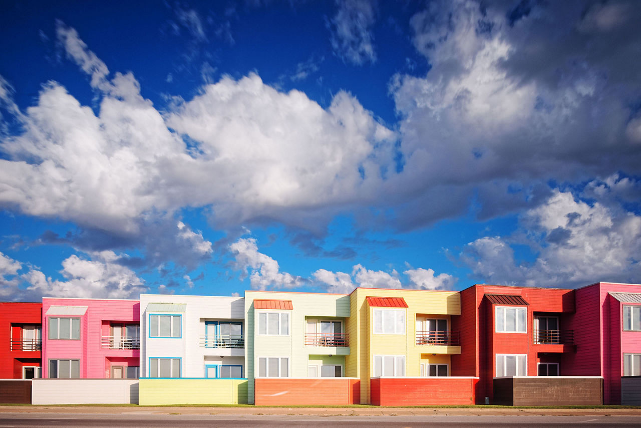 Colorful Gulf Coast Beach Architecture, Galveston, Texas