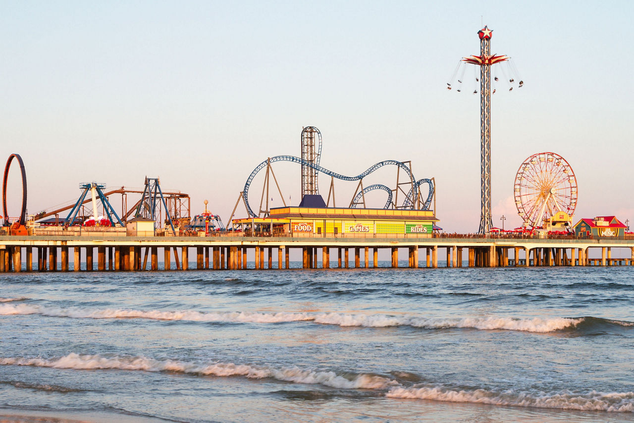 The Galveston Island Historic Pleasure Pier in Galveston, Texas