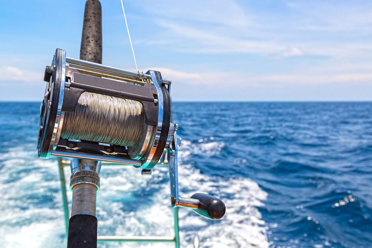 Rig set up for deep-sea fishing in the Gulf of Mexico. Galveston.