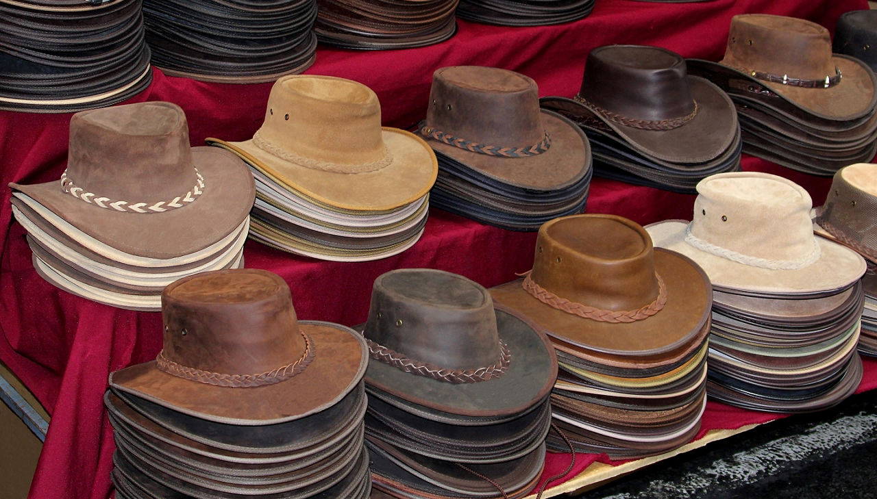 Australian leather hats made of kangaroo leather and cowhide