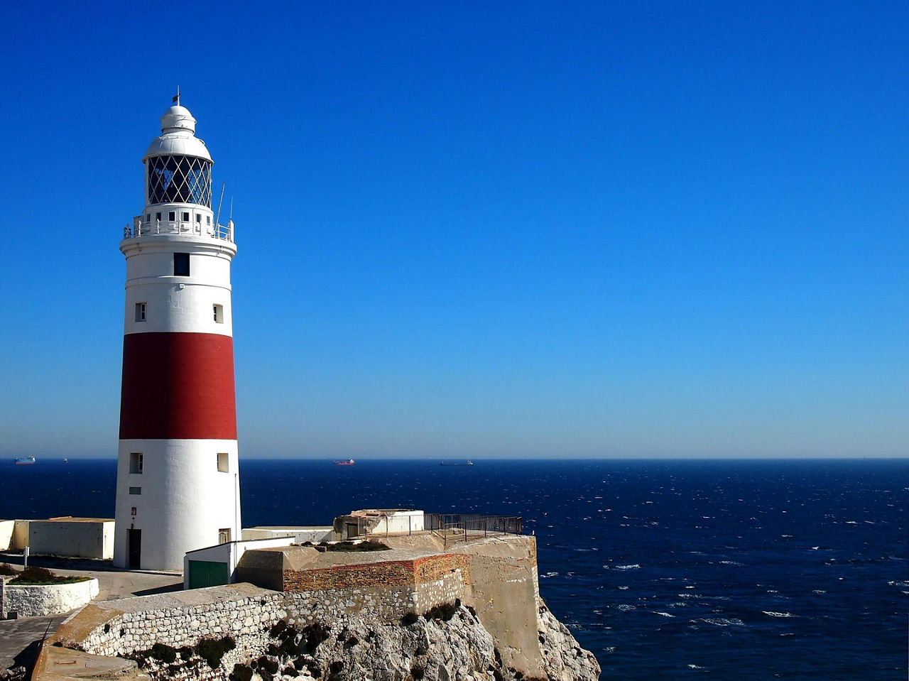 A red and white lighthouse in Gibraltar, United Kingdom