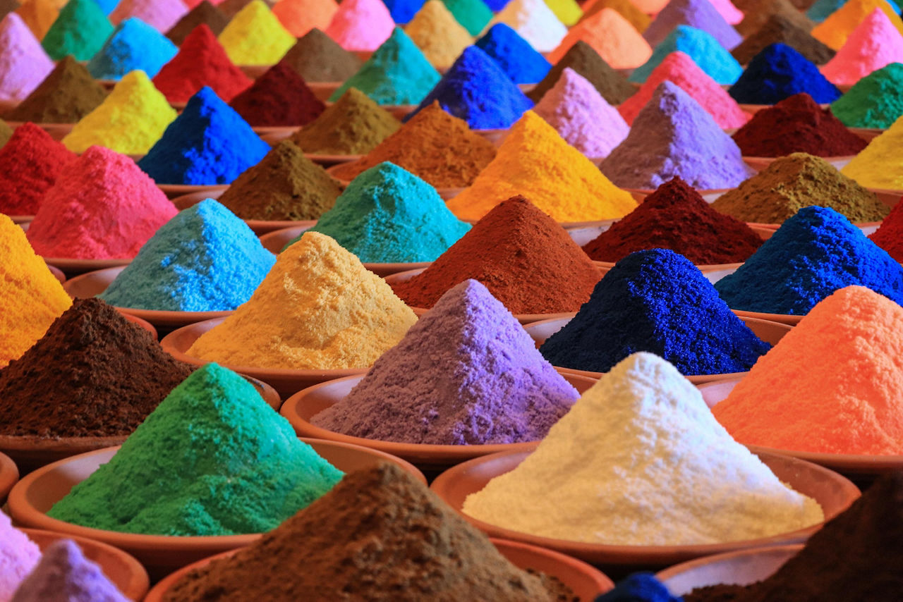 Various spice selection in the spice market in Goa, India