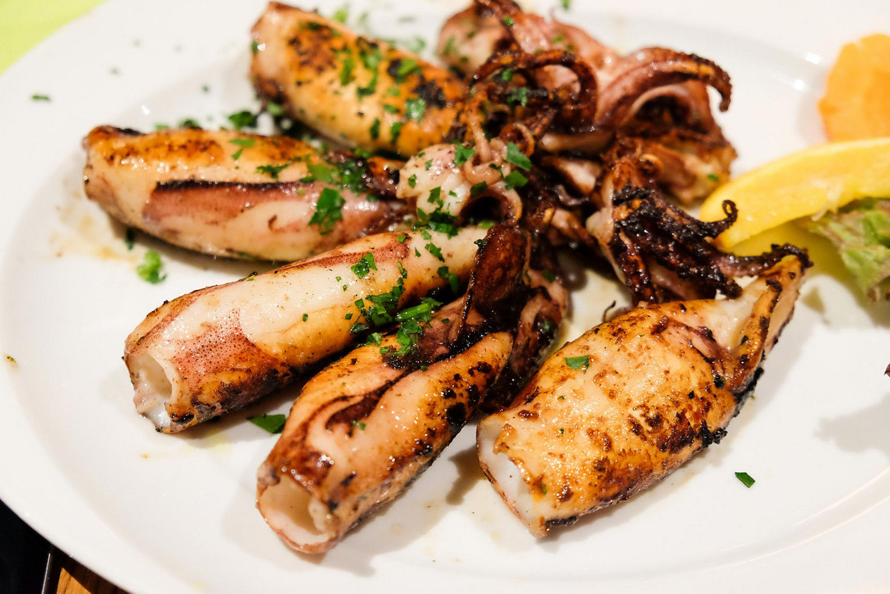 A plate of grilled octopus