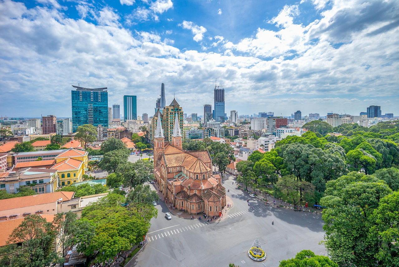 Ho Chi Minh, Vietnam Aerial View of Notre Dame 