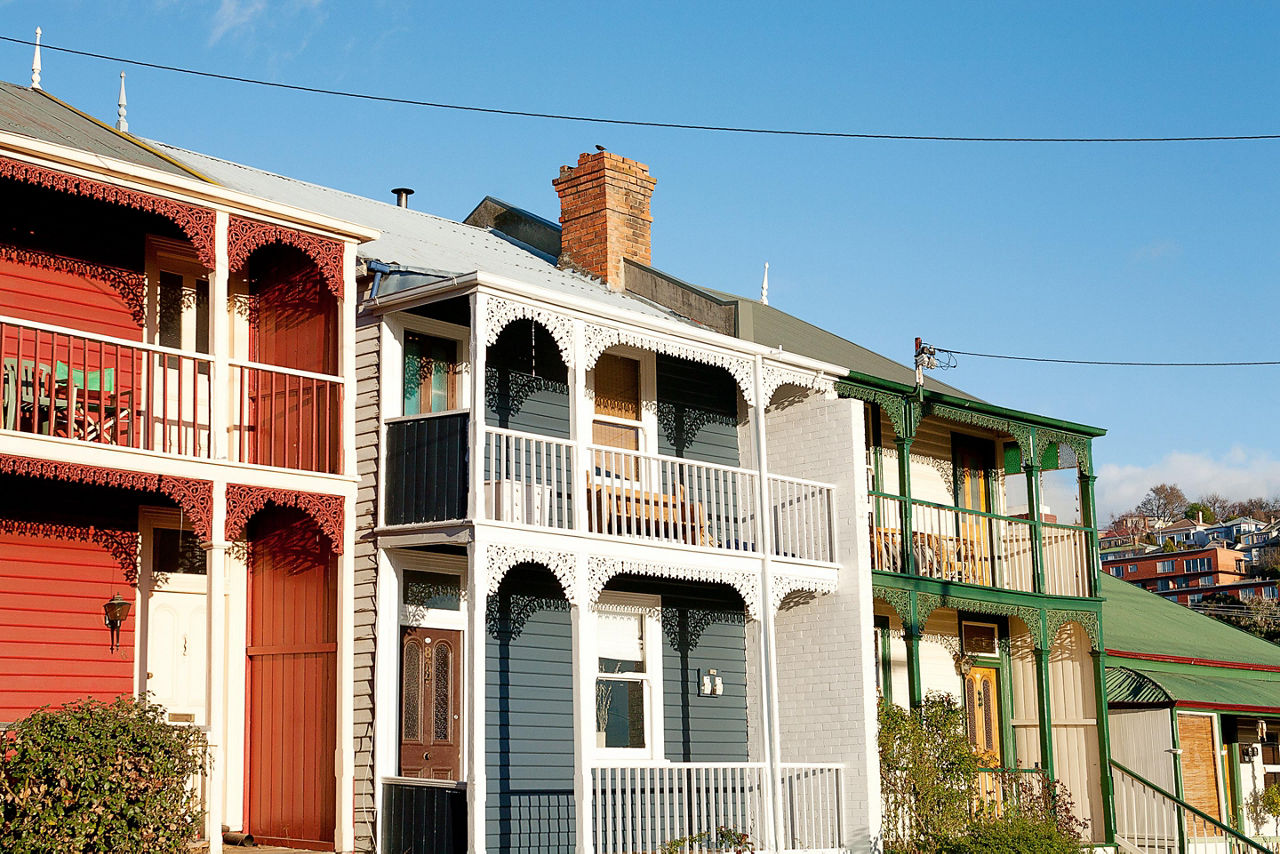 Weatherboard Homes on a suburban street in Hobart, Tasmania, Australia