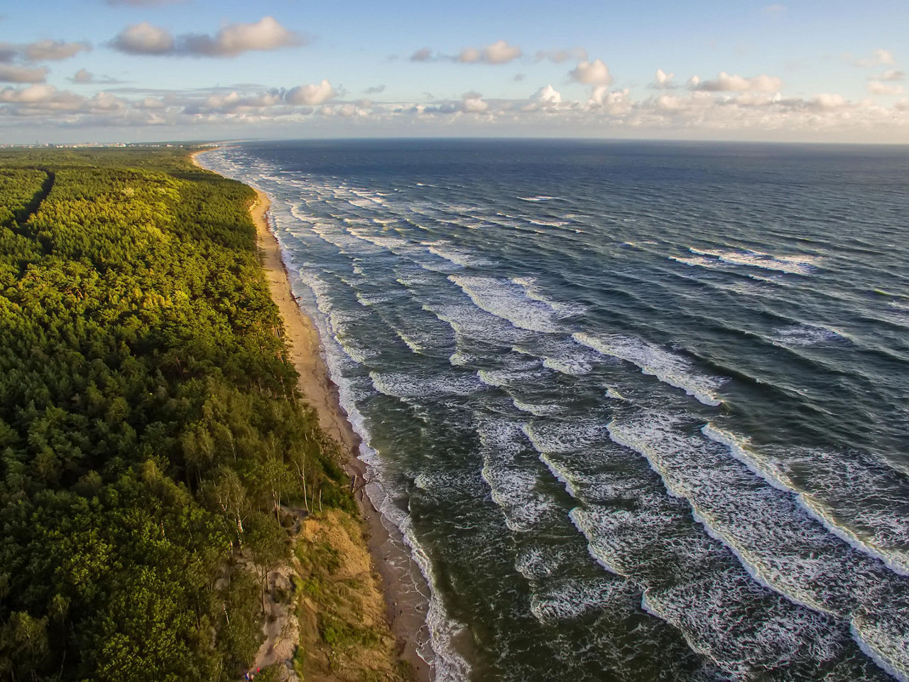 Klaipeda, Lithuania, Aerial View of Baltic Sea Coast