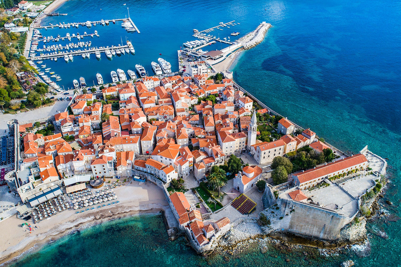 Kotor Montenegro Budva Beach Aerial