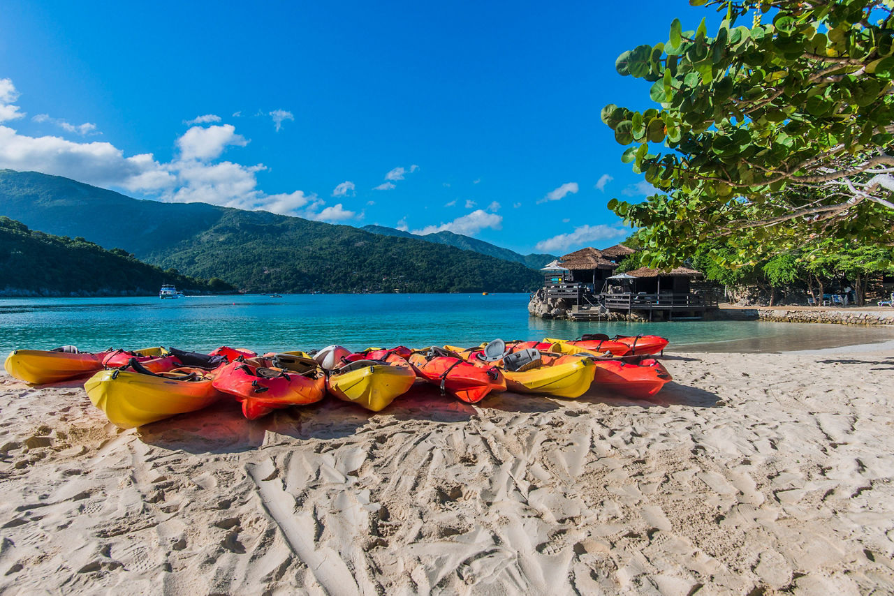 Multiple Beach Kayaks by the  Shore, Labadee, Haiti