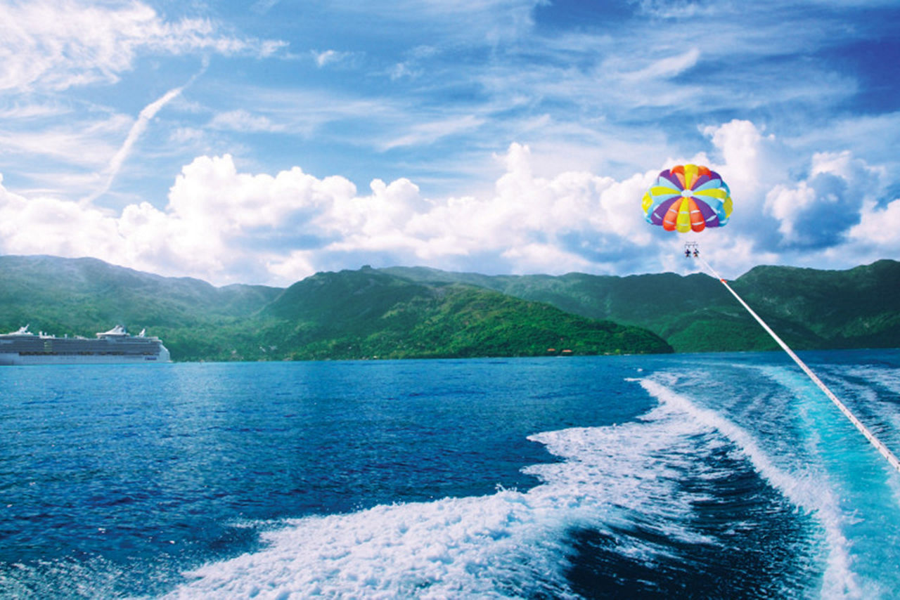 Labadee Haiti Man Parasailing by the Coast