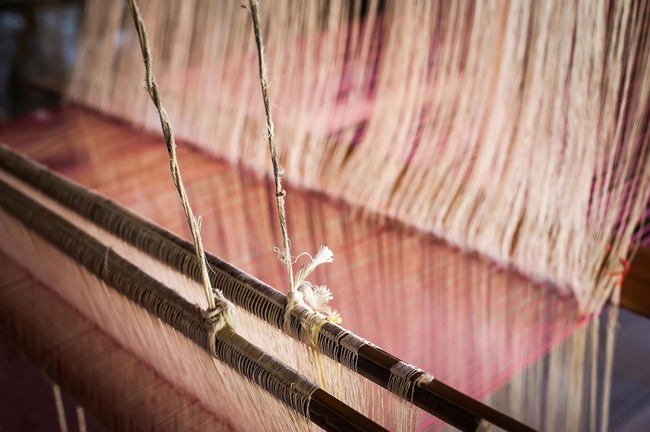 A vintage textile loom
