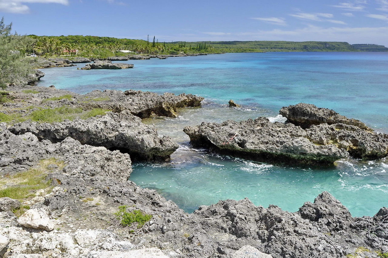 The rocky coast on Mare, New Caledonia