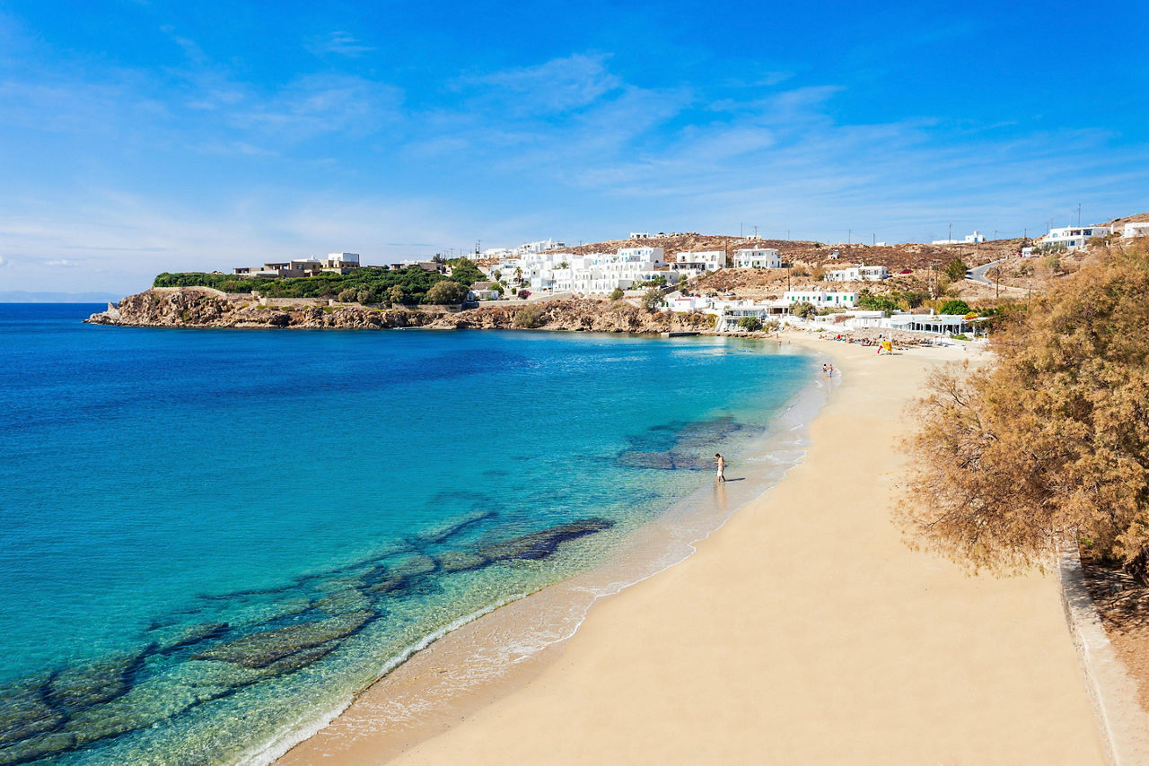 Agios Stefanos Beach in Mykonos, Greece