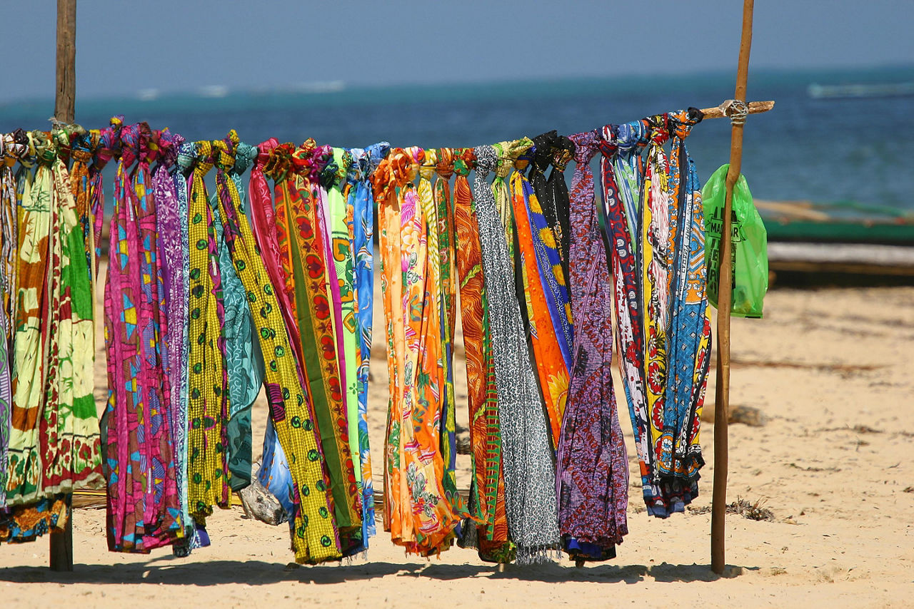 Sarongs for sale on the beach