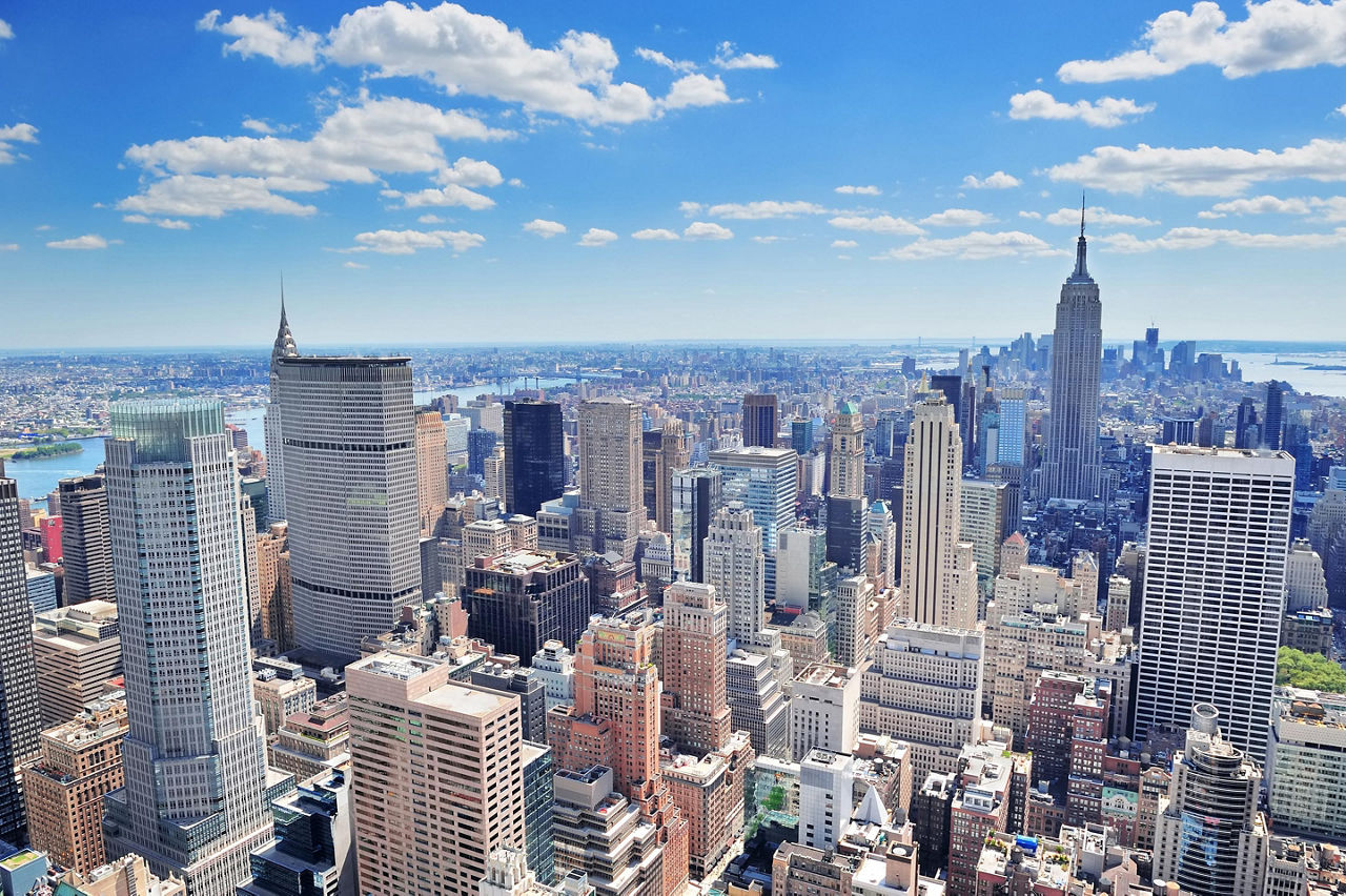 Aerial view of the New York city skyline