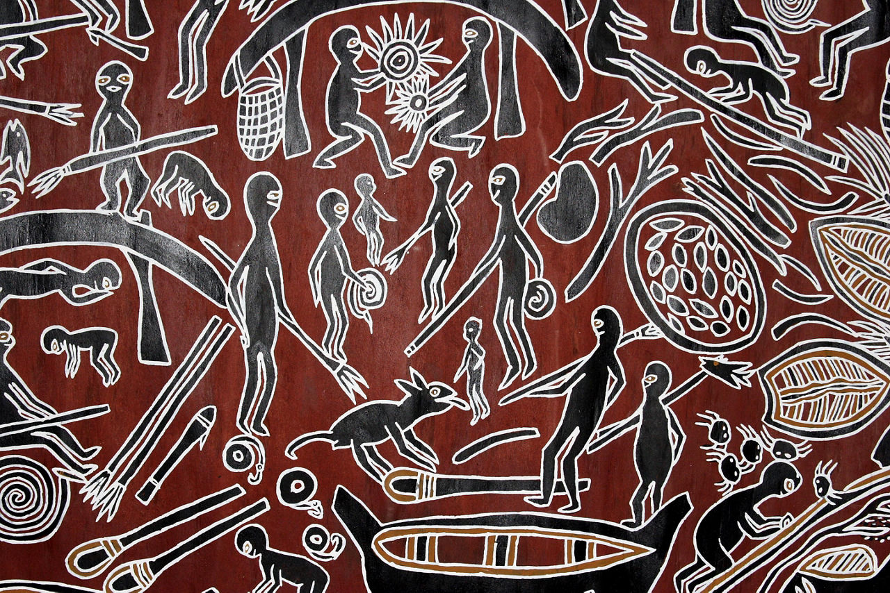 An ancient aboriginal Australian painting in the Newcastle Museum