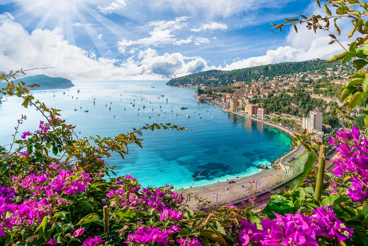 France Nice Villefranche Beach Aerial 