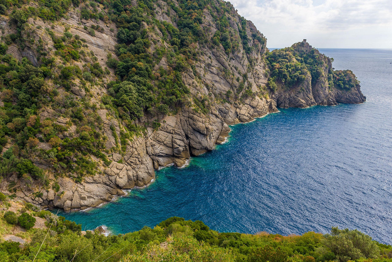 Small bay in the natural marine reserve, cala dell'oro, in Portofino, Italy