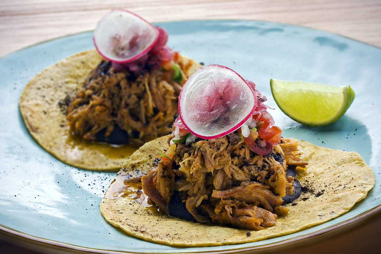 Cochinita Pibil Tortilla Dish, Costa Maya, Mexico