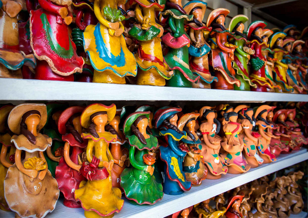 Wooden Carved and Painted Traditional Dolls, Punta Cana, Dominican Republic 