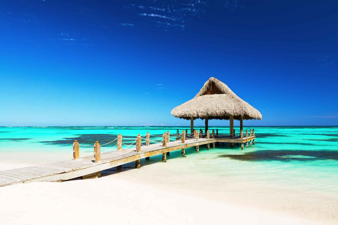 Tiki Hut Over Water Beach, Punta Cana, Dominican Republic