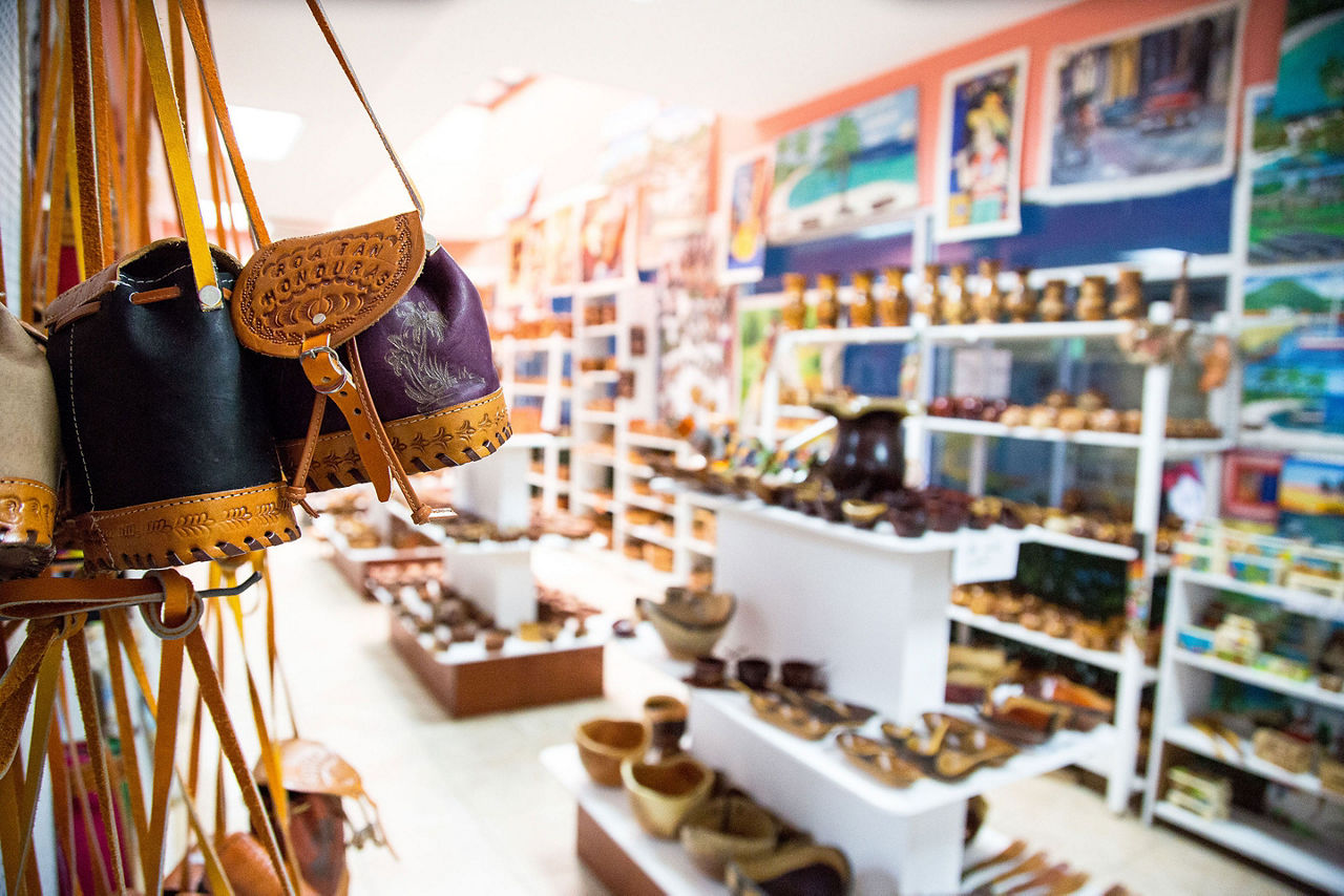 Purses on Display at a Souvenir Shop, Roatan, Honduras