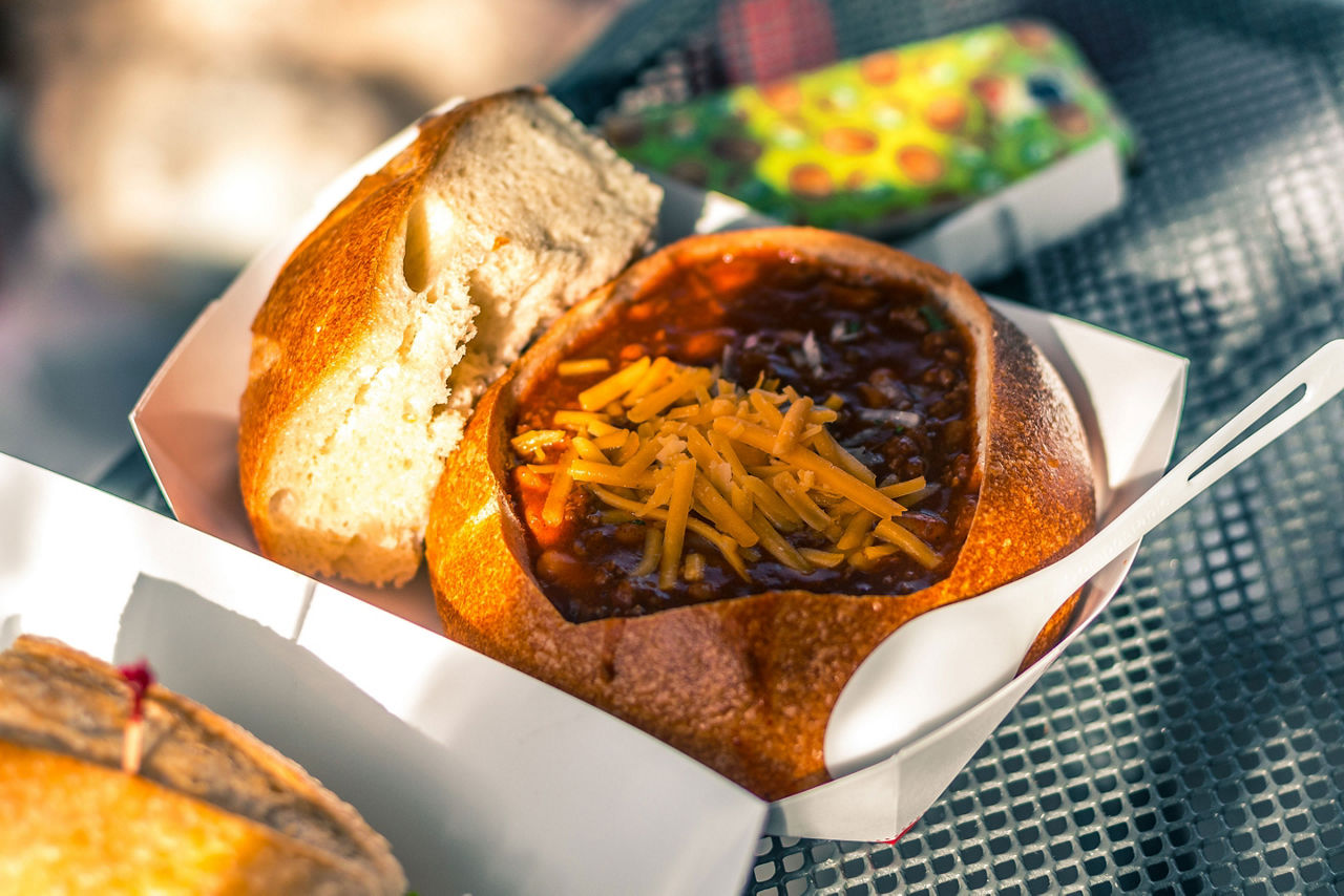 Sour Dough Bread Soup with cheese, famous in San Francisco, California