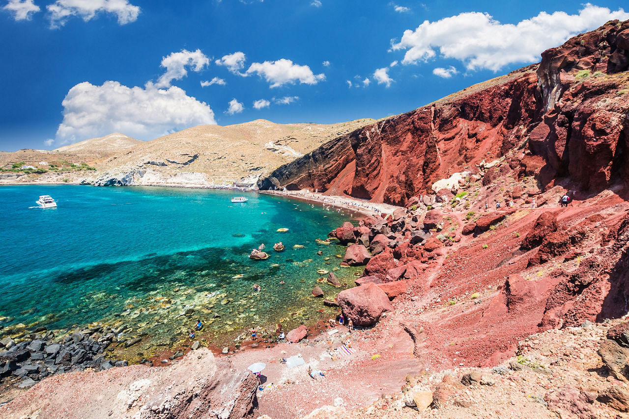 Greece Santorini Red Beach Cliffs