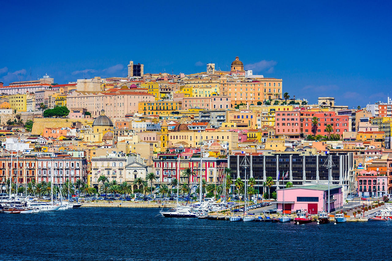 Sardinia (Cagliari), Italy, View Of City From Sea