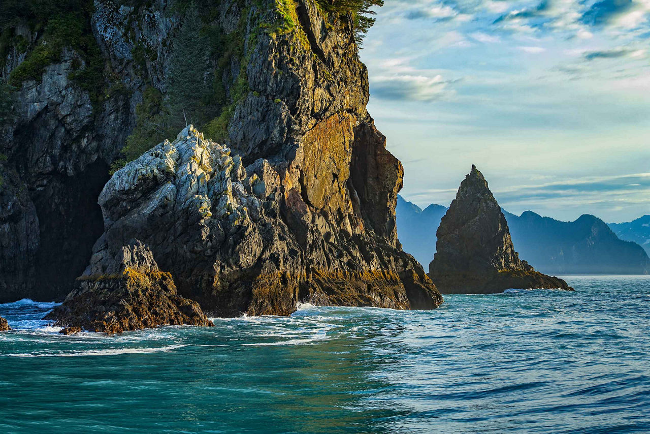 Resurrection Bay Mountain Side Ocean Kayaking Nature, Seward, Alaska