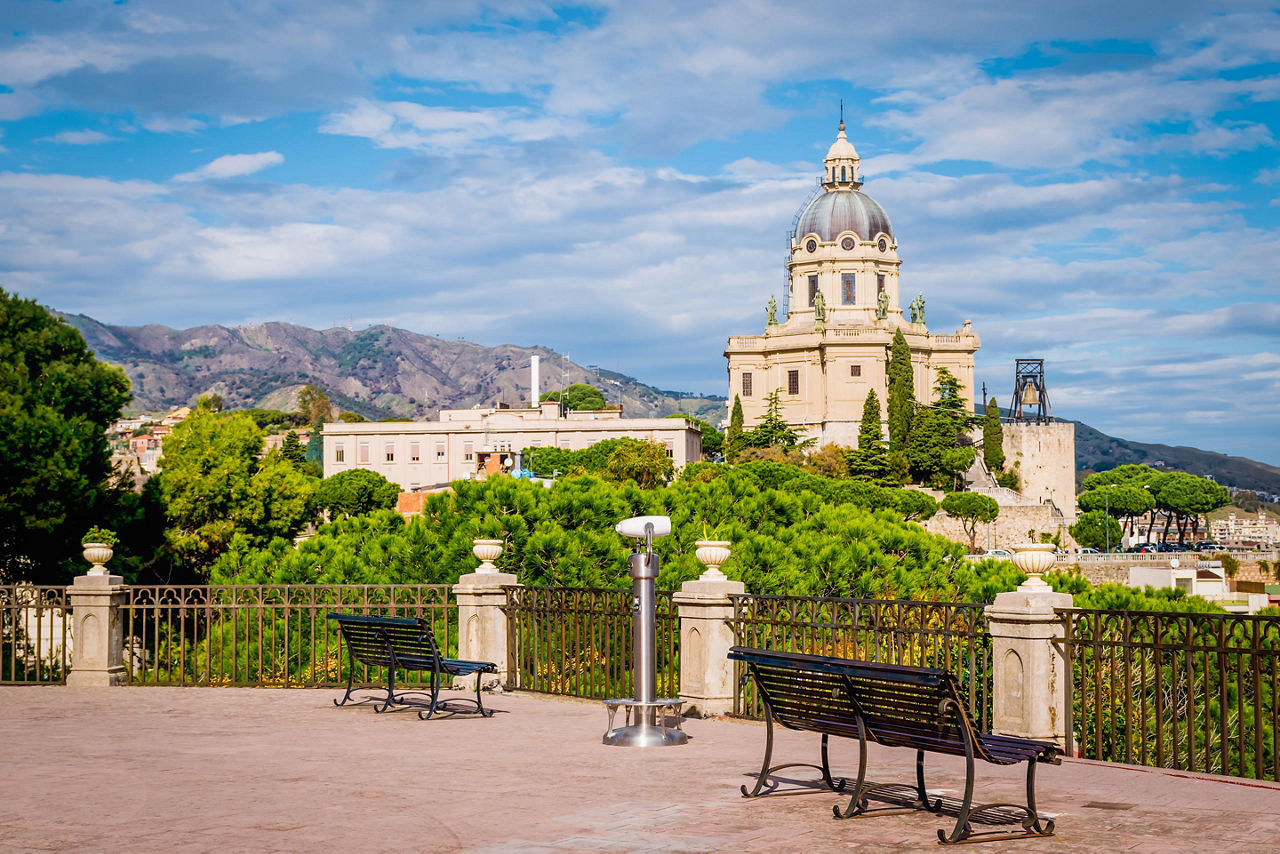 View of various buildings from a look out point in Messina, Sicily