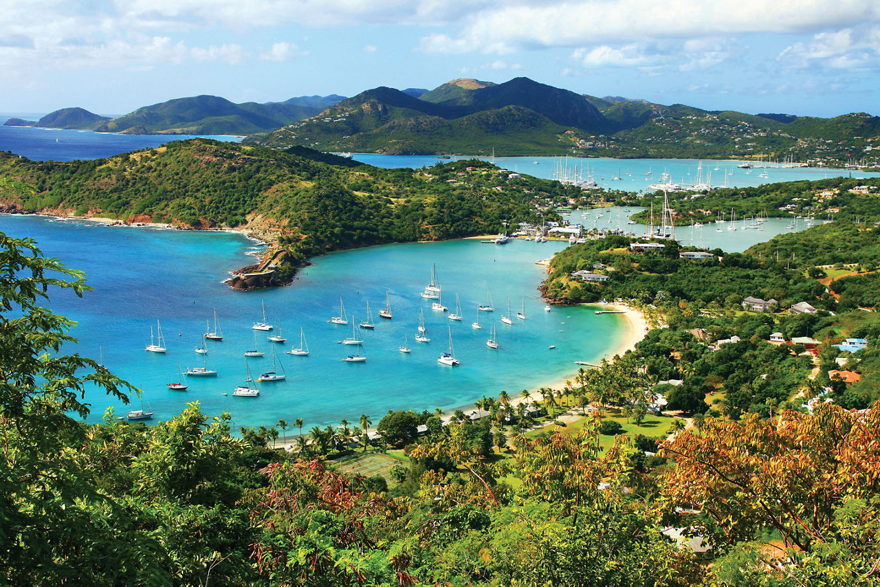 Yachts on the coastline of St. Johns, Antigua