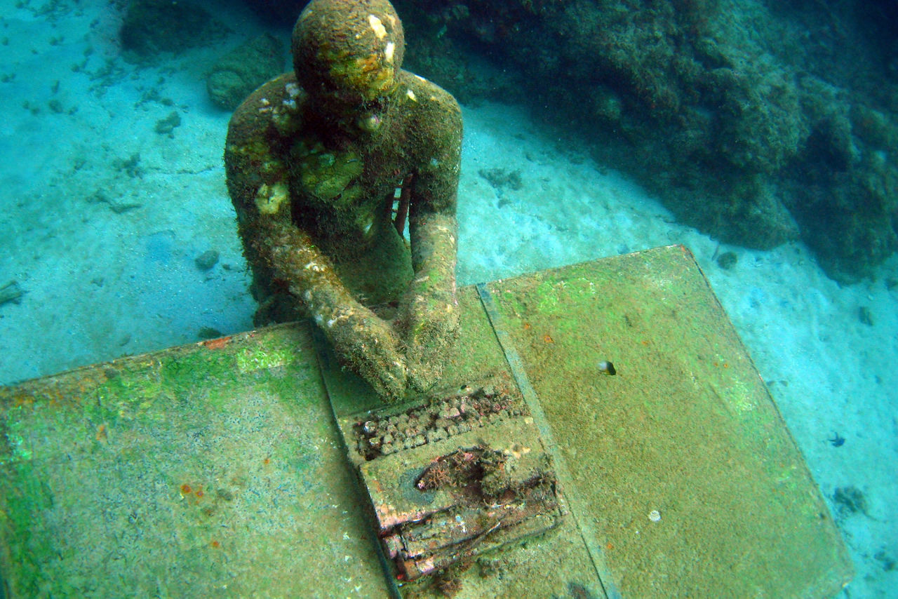 Sculpture Park Man Desk Typing Scuba Diving Snorkeling, St. George's, Grenada