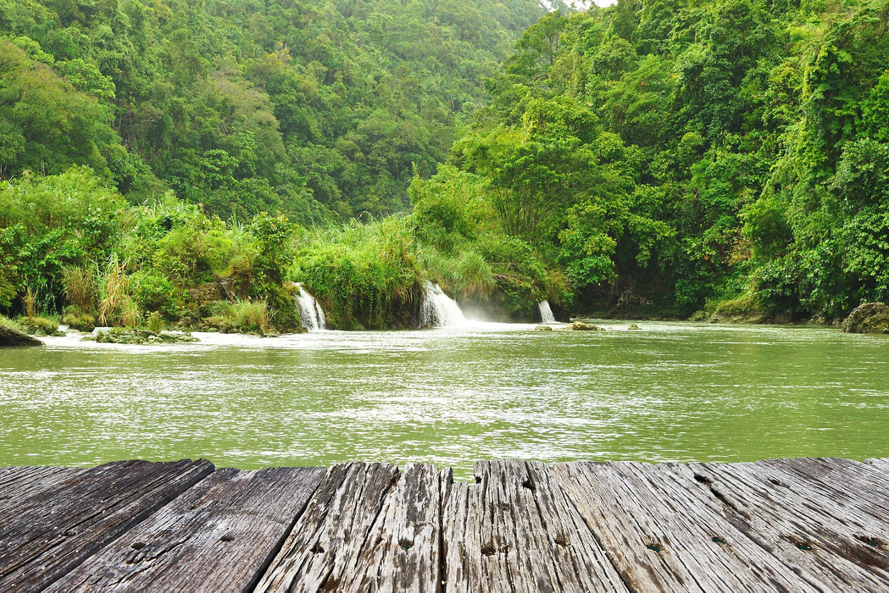 Tropical river running through rainforest in Subic Bay, Philippines