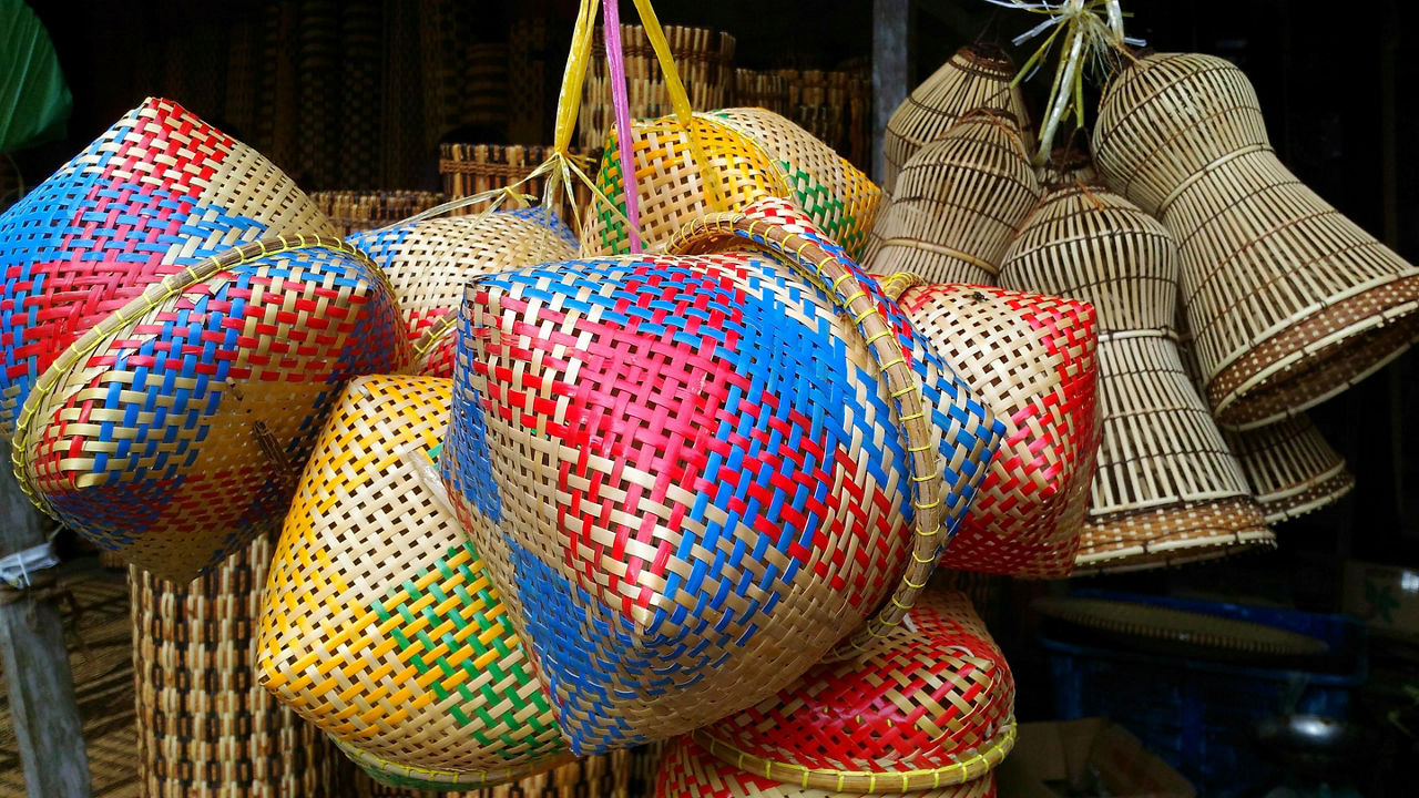Colorful handmade baskets