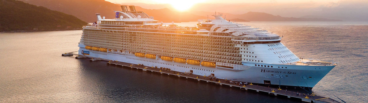 Harmony of the Seas Docked on an Eastern Caribbean Pier 